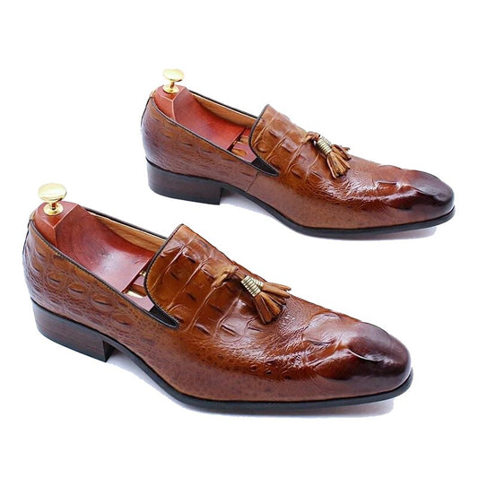 Causal Shoes Genuine Leather Slip on Crocodile Prints For Men