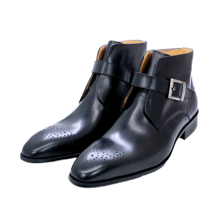 Ankle Boots Business Pointed Boots Cowhide Handmade For Men