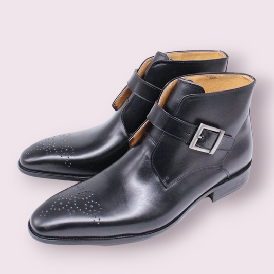 Ankle Boots Business Pointed Boots Cowhide Handmade For Men