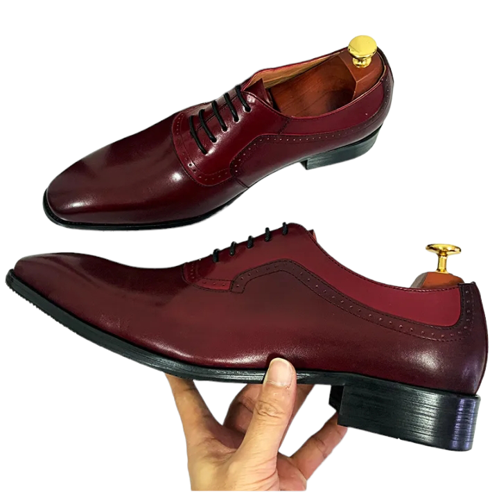 Red Shoes Leather Party Shoes  Handmade For Men