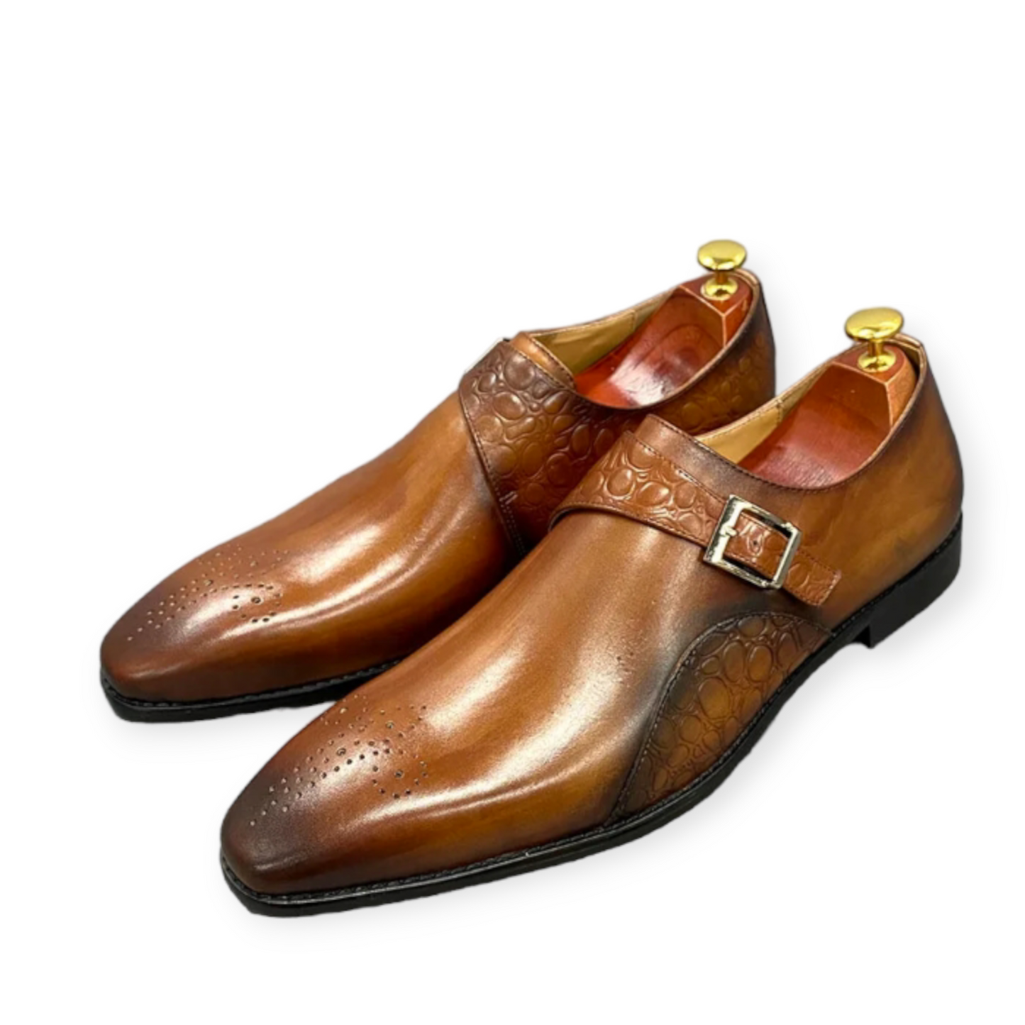 Men's Dress Shoes Monk Strap Wedding Shoes Genuine Leather Handmade