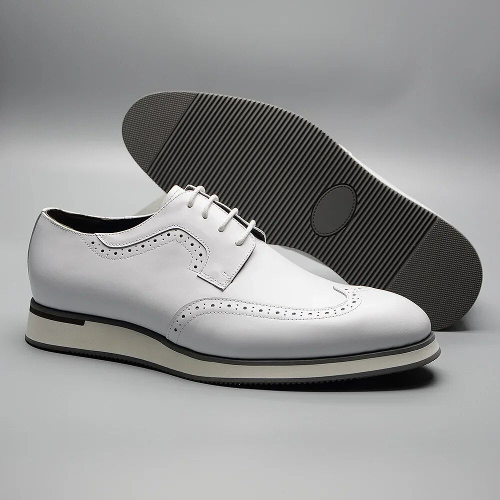Black White Shoes Sneakers Genuine Leather Walking Footwear For Male