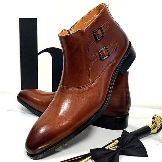 ANKLE BOOTS BROWN LEATHER WEDDING BOOTS FOR MEN