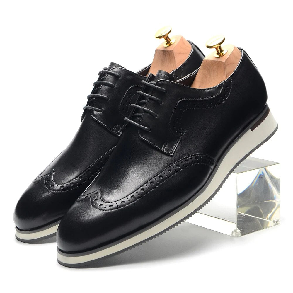 Black White Shoes Sneakers Genuine Leather Walking Footwear For Male