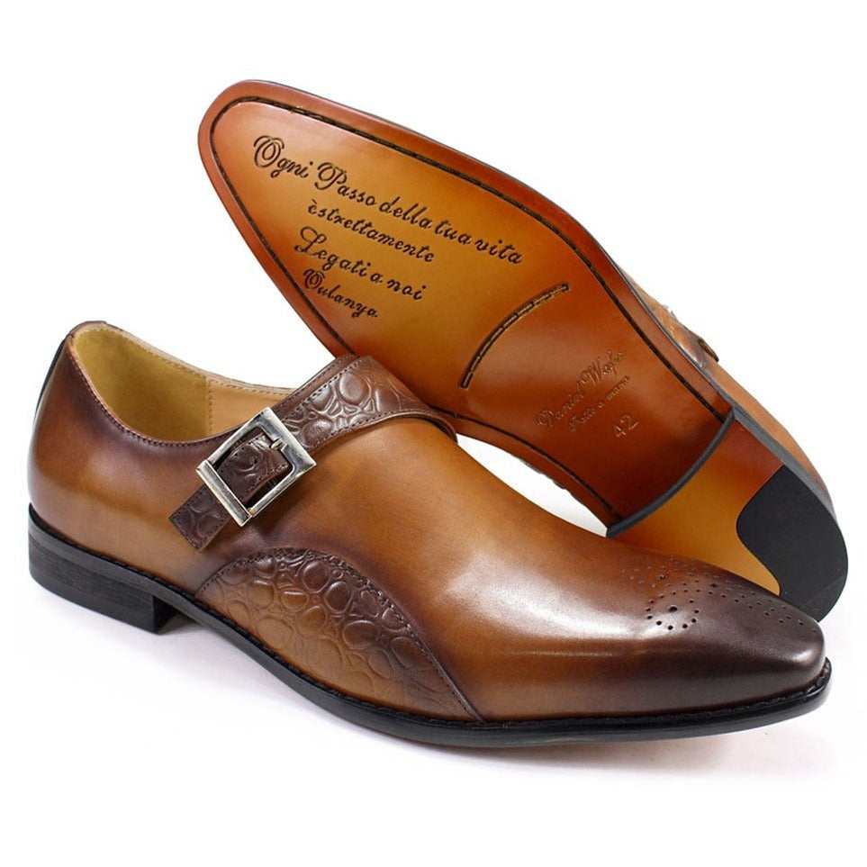 Men's Dress Shoes Monk Strap Wedding Shoes Genuine Leather Handmade
