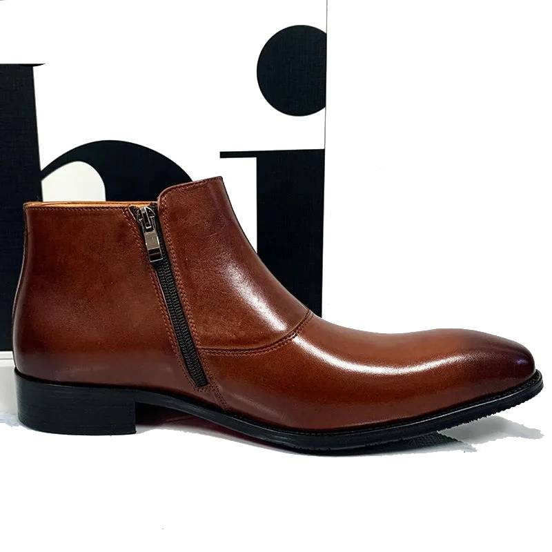 ANKLE BOOTS BROWN LEATHER WEDDING BOOTS FOR MEN