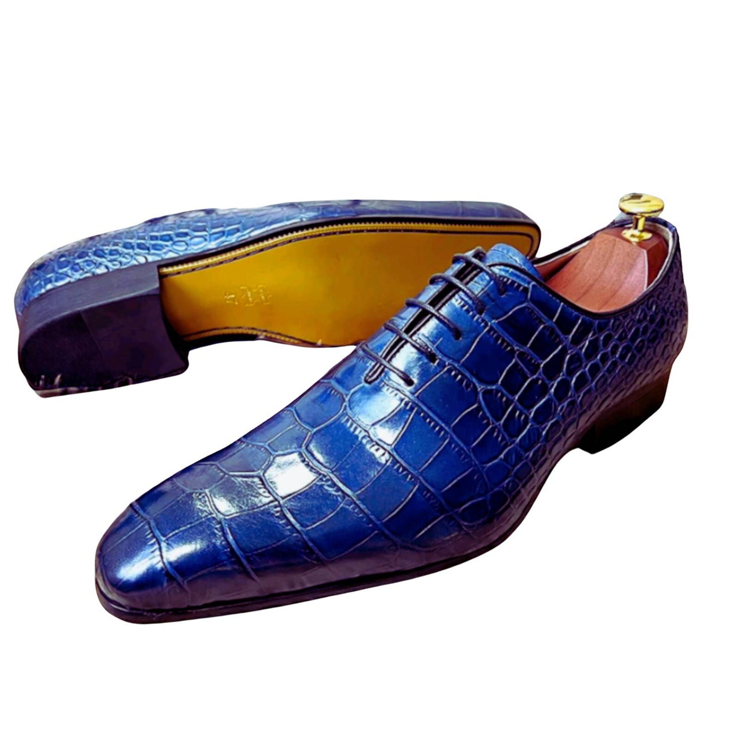 Dress Shoes Crocodile Pattren Prints Leather Handmade for Men