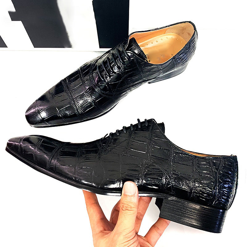 Dress Shoes Crocodile Pattren Prints Leather Handmade for Men