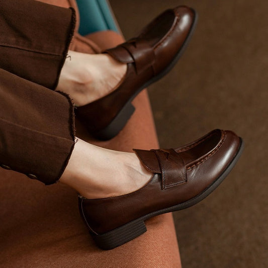 Women's Loafers Slip-On Leather Handmade