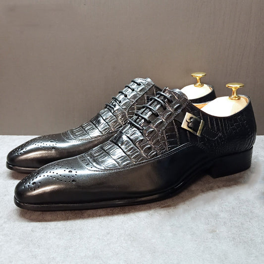 Men's Dress Shoes Party Shoes Crocodile Pattern Leather Handmade