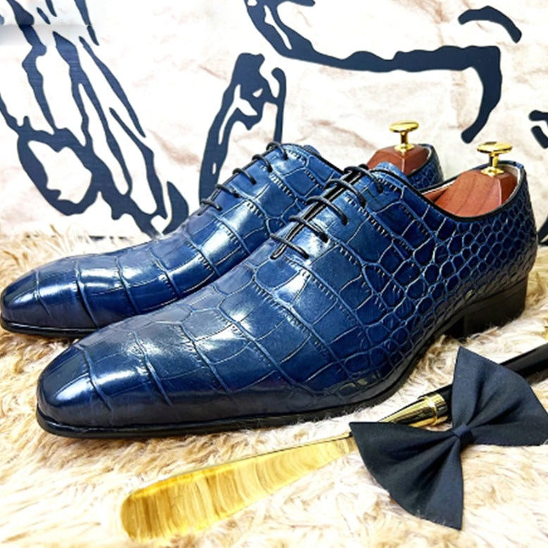Blue Shoes Dress Shoes Genuine Leather Handmade For Men