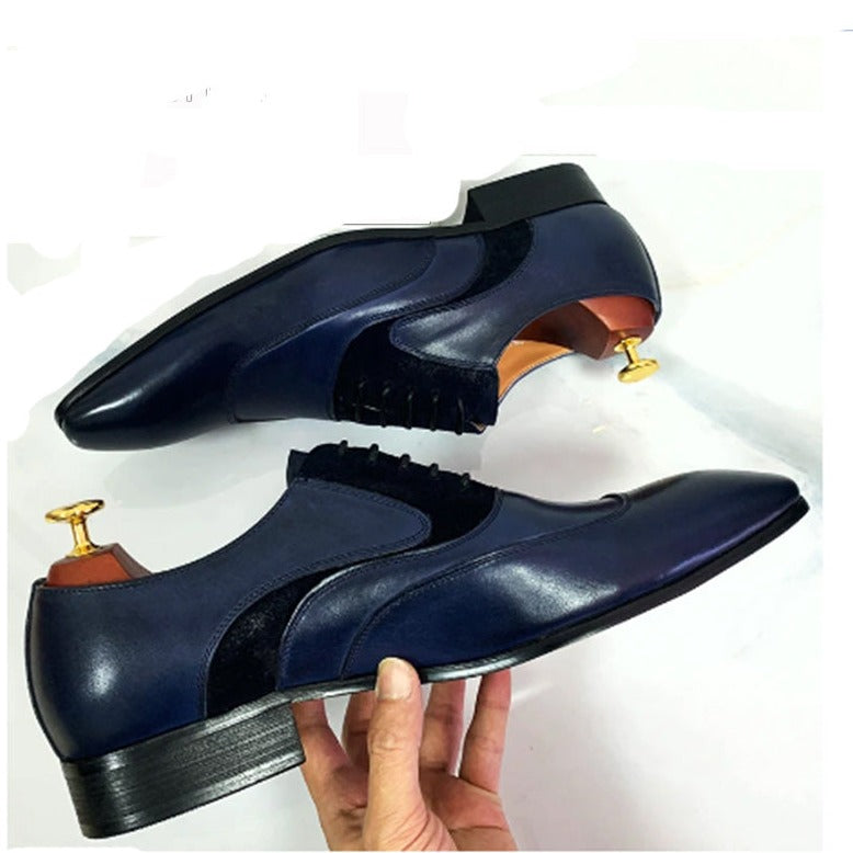 Blue Shoes Dress Shoes Genuine Leather Handmade For Men