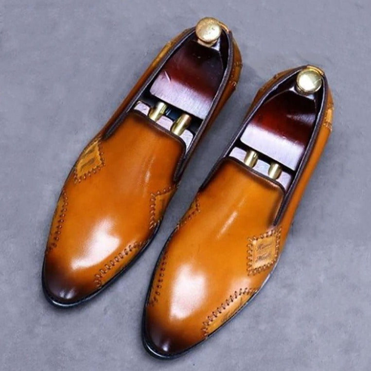 Men's Dress Shoes Fashion British Hand-Stitched Polished Leather