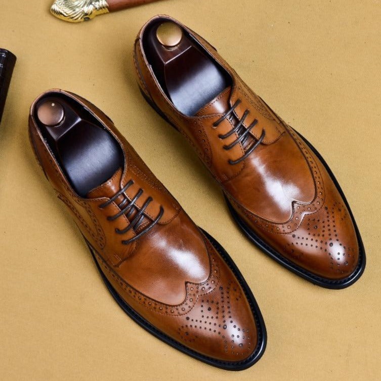 Dress Shoes Oxford Style Handmade Genuine Leather For Male