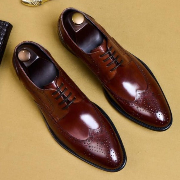 Dress Shoes Oxford Style Handmade Genuine Leather For Male