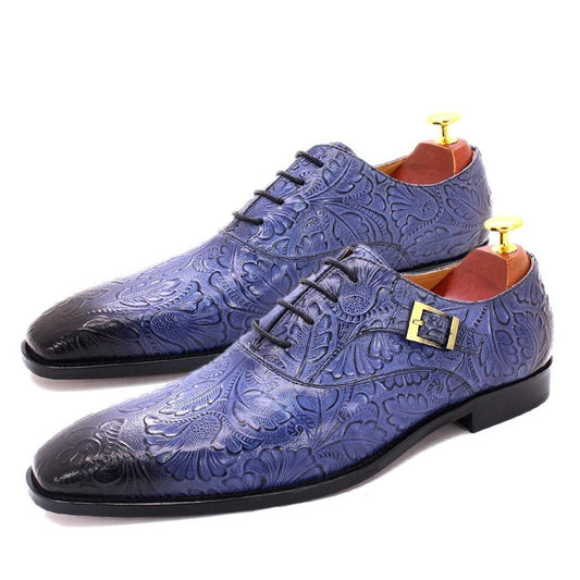 Wedding Shoes for Men Genuine Leather Print Classic Shoes