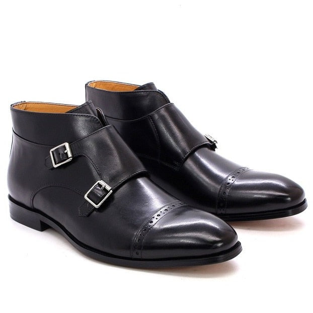 Men's Ankle Boots Buckle Monk Strap Leather Handmade
