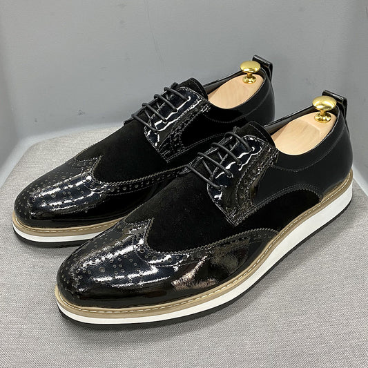 Oxfords Shoes Patent Leather Suede Handmade For Men