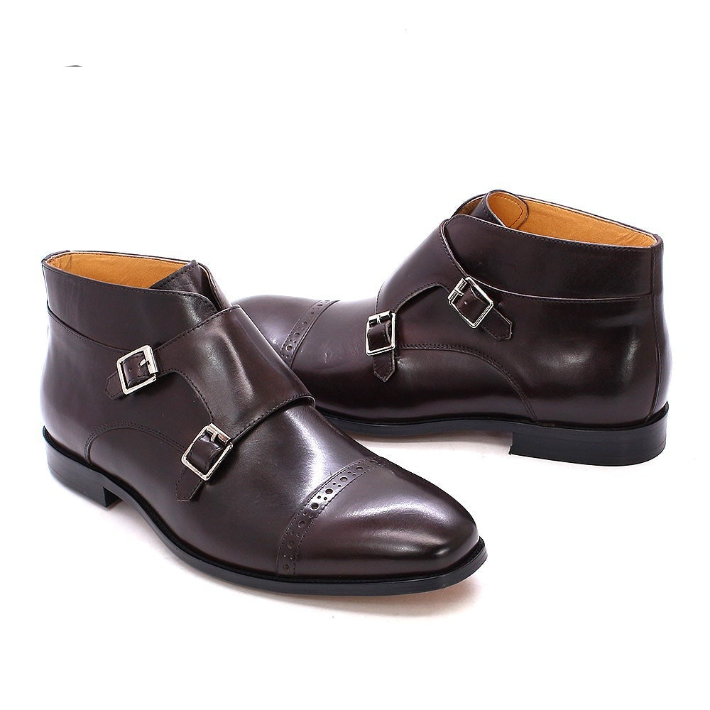 Men's Ankle Boots Buckle Monk Strap Leather Handmade