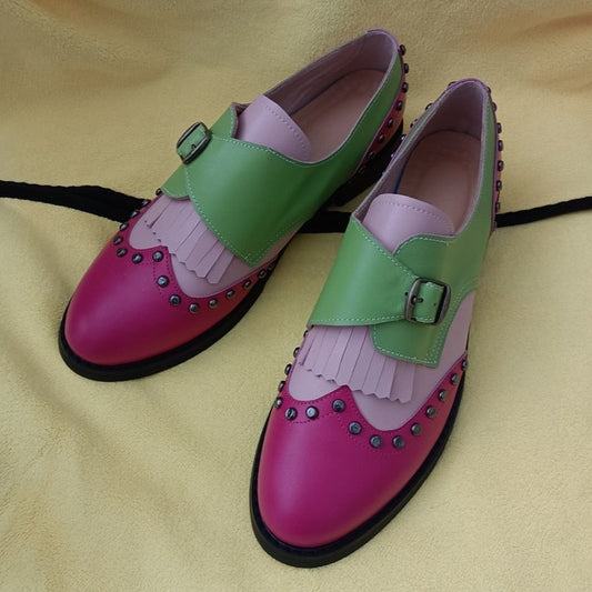 Women's Shoes Mixed Colors Soft Casual Shoes Leather Handmade