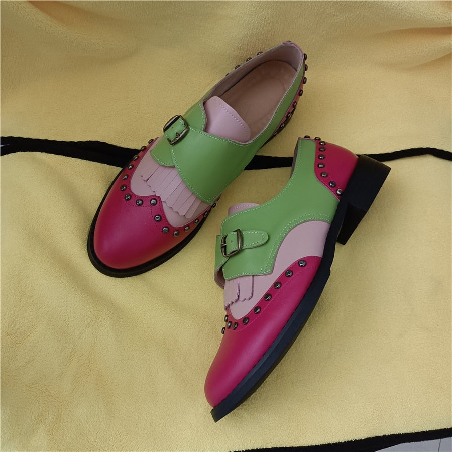 Women's Shoes Mixed Colors Soft Casual Shoes Leather Handmade