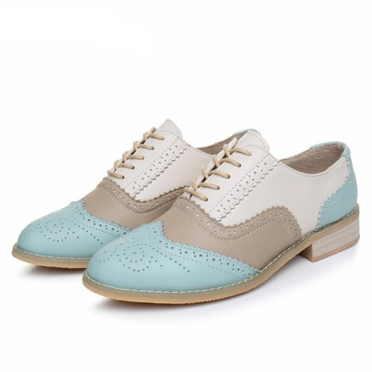 Women Oxford Shoes Genuine Leather Mixed Colors Handmade