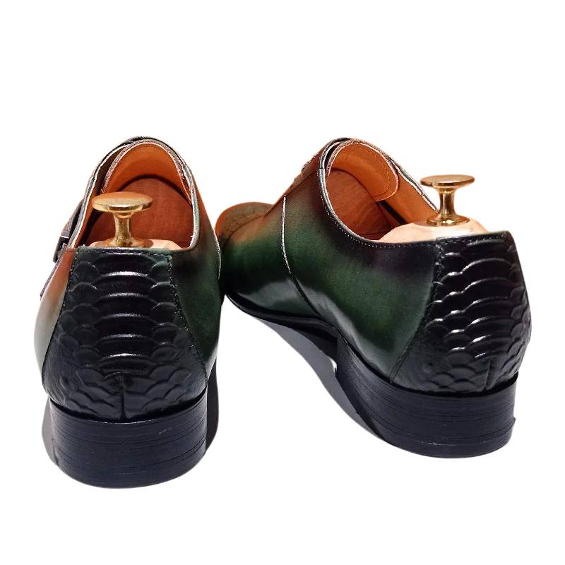 Leather Shoes Green Shoes Wedding Party  For Men