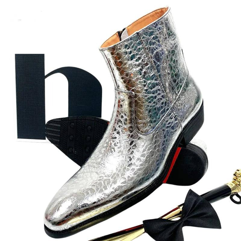 Men's Ankle Boots Silver Boots Leather Handmade