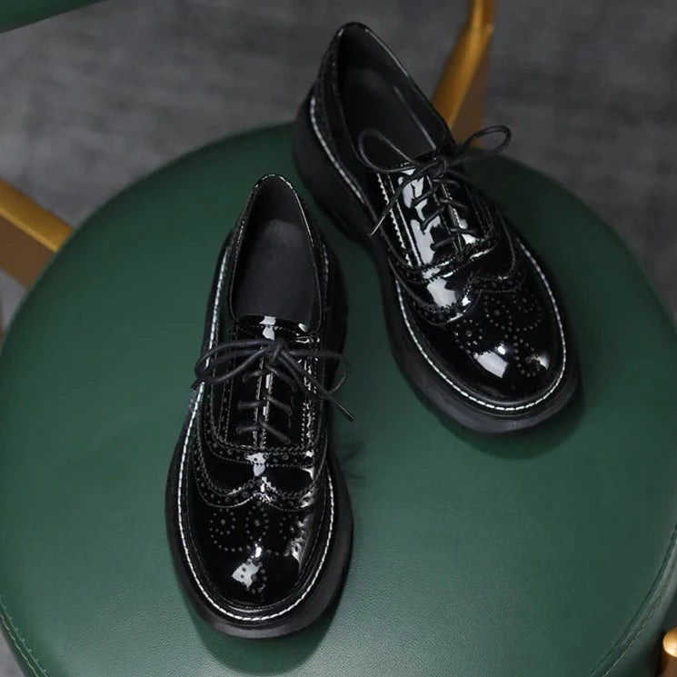 Women's Oxfords Shoes Patent Leather Handmade
