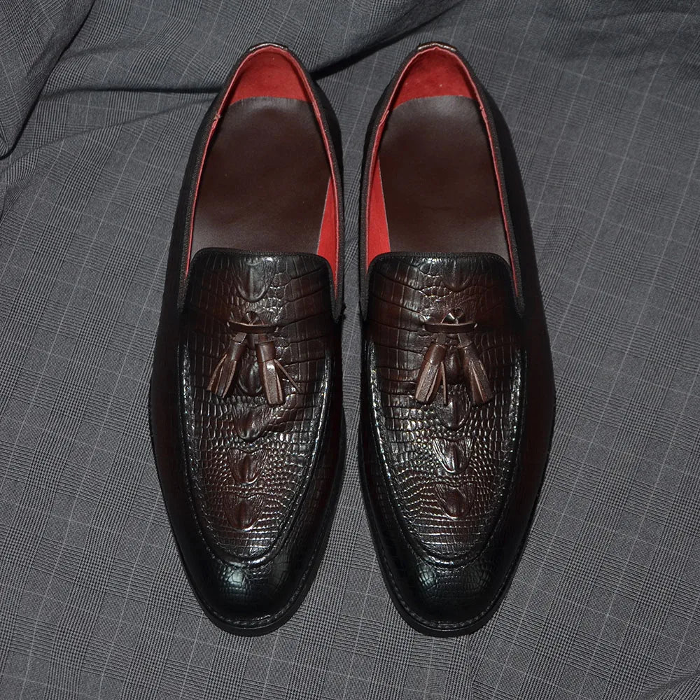 Loafers Crocodile Print  Slip-On Genuine Leather For Male