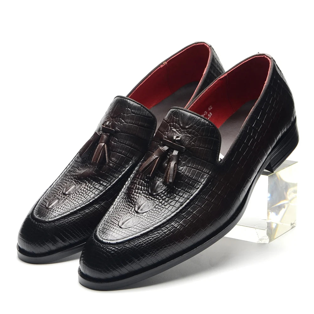 Loafers Crocodile Print  Slip-On Genuine Leather For Male