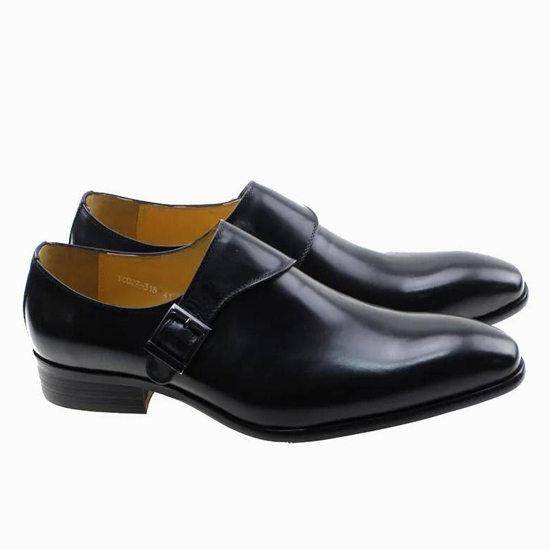 Men's Dress Shoes Leather Buckle Monk Strap Business Formal Shoes