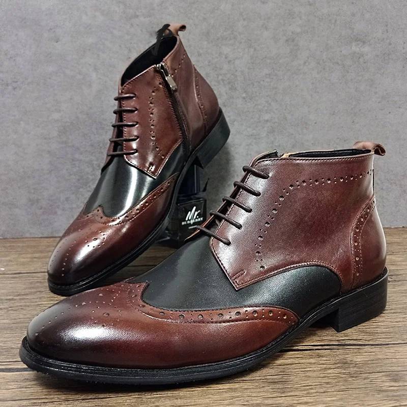 Men's Ankle Boots Casual Oxford Shoes Genuine Leather