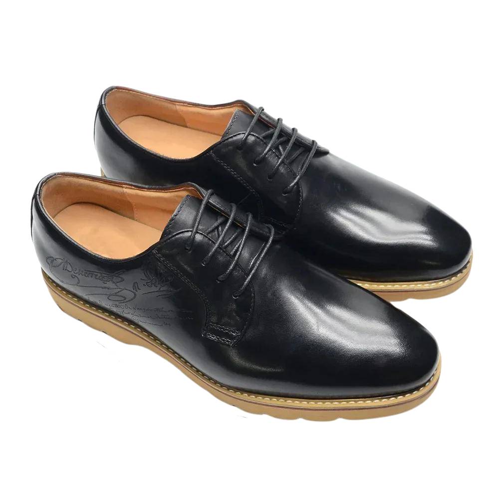 Casual Derby Shoes Cowhide Leather For Male
